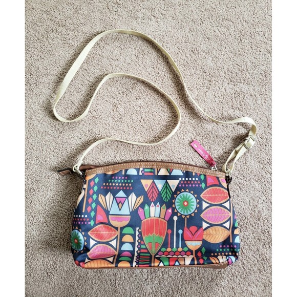 Lilly Bloom Colorful Aztec Design Lock Canvas Medium Crossbody Bag - Picture 2 of 7